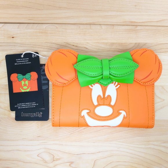 Loungefly Disney Glow Face Pumpkin Minnie Flap Wallet - Picture 1 of 4